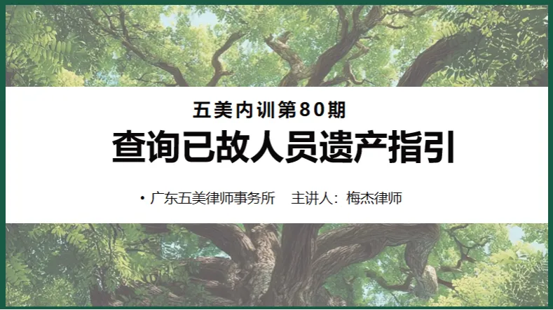 五美内训第80期｜已故人员遗产查询实务